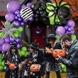 Halloween Balloon Garland Arch Kit Green Purple Black Metallic Star Foil Party Decorations