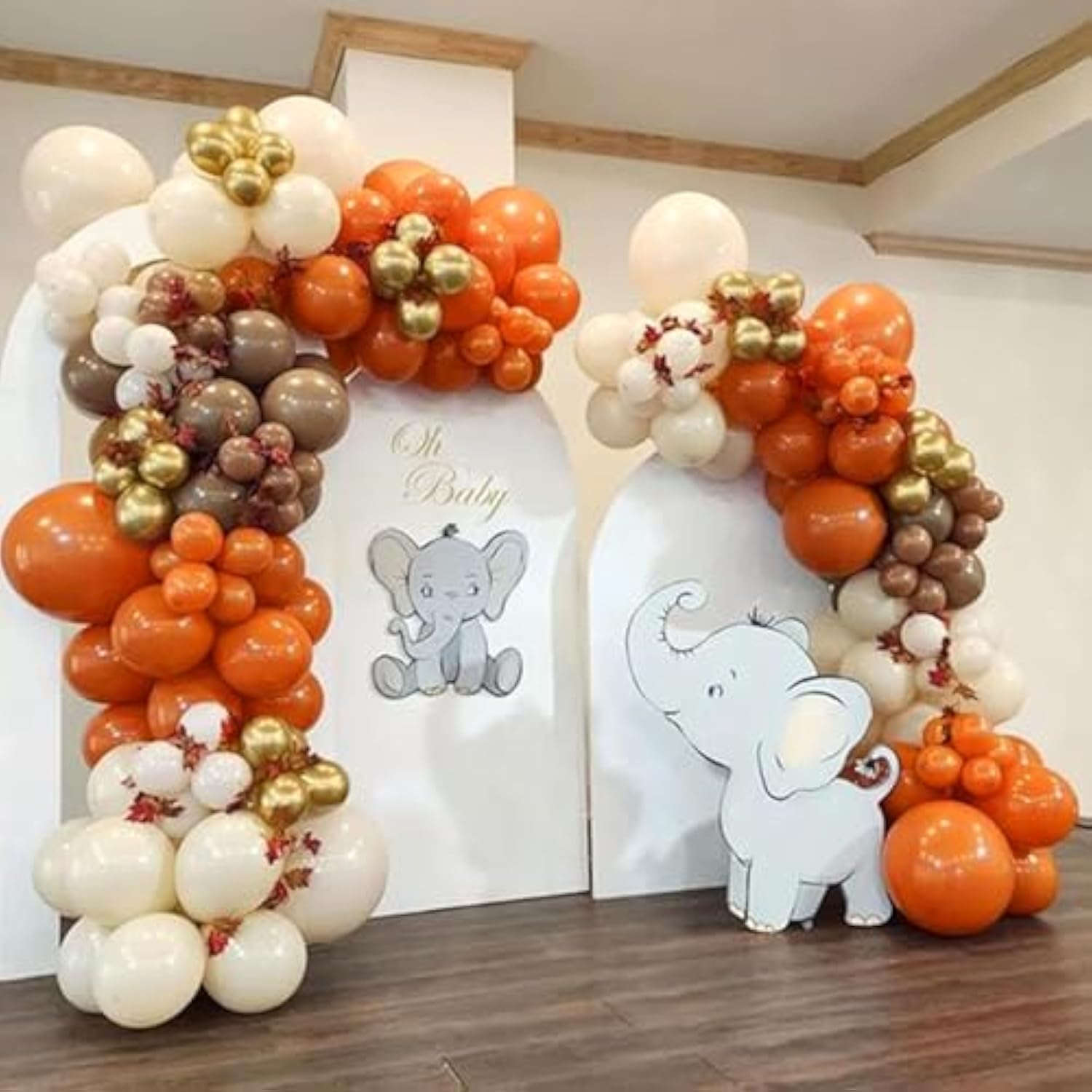 Fall Balloon Arch Garland Kit Burnt Orange Gold Sand White Brown Party Decor