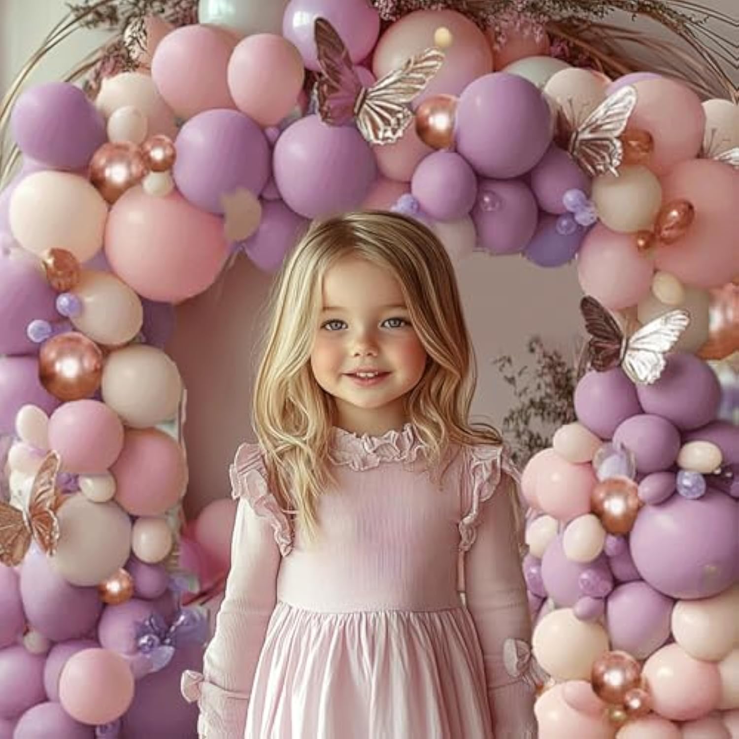 Pink And Purple Balloon Arch Kit, Dusty Purple Pink Sand White Metallic Rose Gold Latex Balloons For Bridal Baby Shower Wedding Anniversary Engagement Birthday Party Decoration