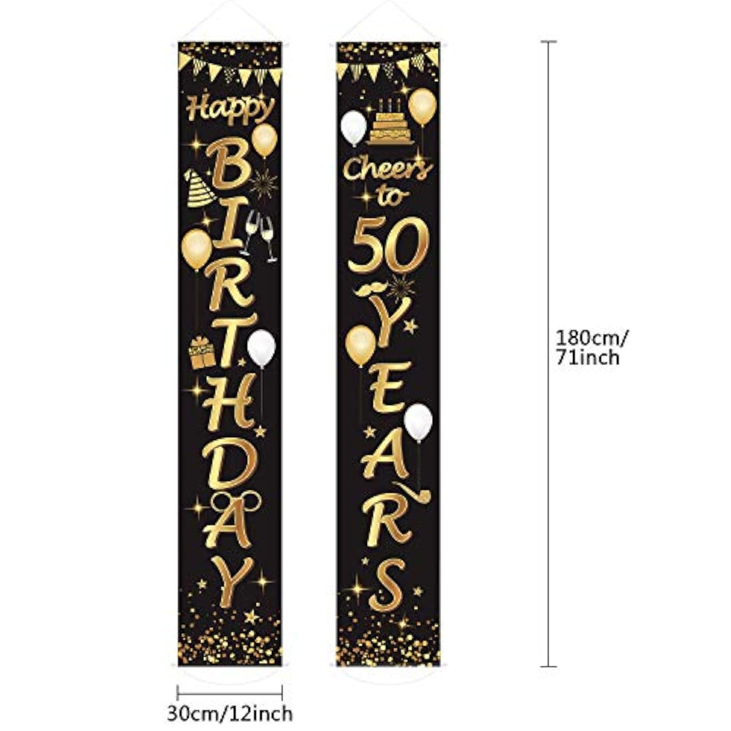 2 Pieces 50Th Birthday Party Decorations Cheers To 50 Years Banner 50T