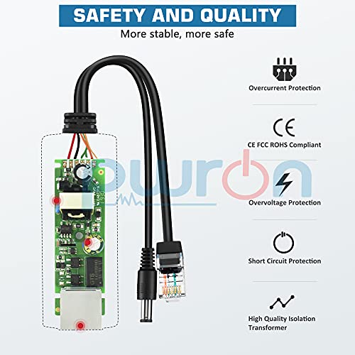 Active Poe Splitter Adapter, 48V To 12V, Ieee 802.3Af Compliant, 10/100Mbps Up To 100 Meters For Surveillance Camera, Wireless Access Point And Voip Phone