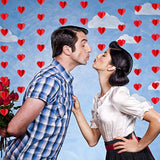 Red Valentines Day 3D Heart Garland Valentines Day Heart Hanging String Garland, 3D Heart Valentine'S Day Hanging Garland Decorations For Happy Valentine'S Day Party Decorations - 4 Pack