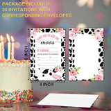 Birthday Invitations, 4"X6" Cow Birthday Party Invitations With Envelopes For Farm Animals Birthday Party Decorations Supplies(20 Pieces)-C16