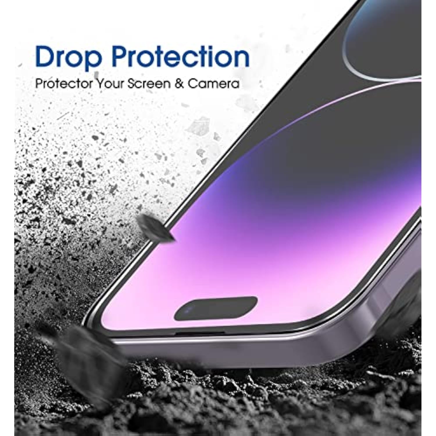 Amfilm Easiest Installation Onetouch For 14 Pro [6.1 Inch] Screen Protector Tempered Glass, Auto-Alignment Tech, Bubble Free And Full Coverage Case Friendly, Anti-Scratch 2 Pack