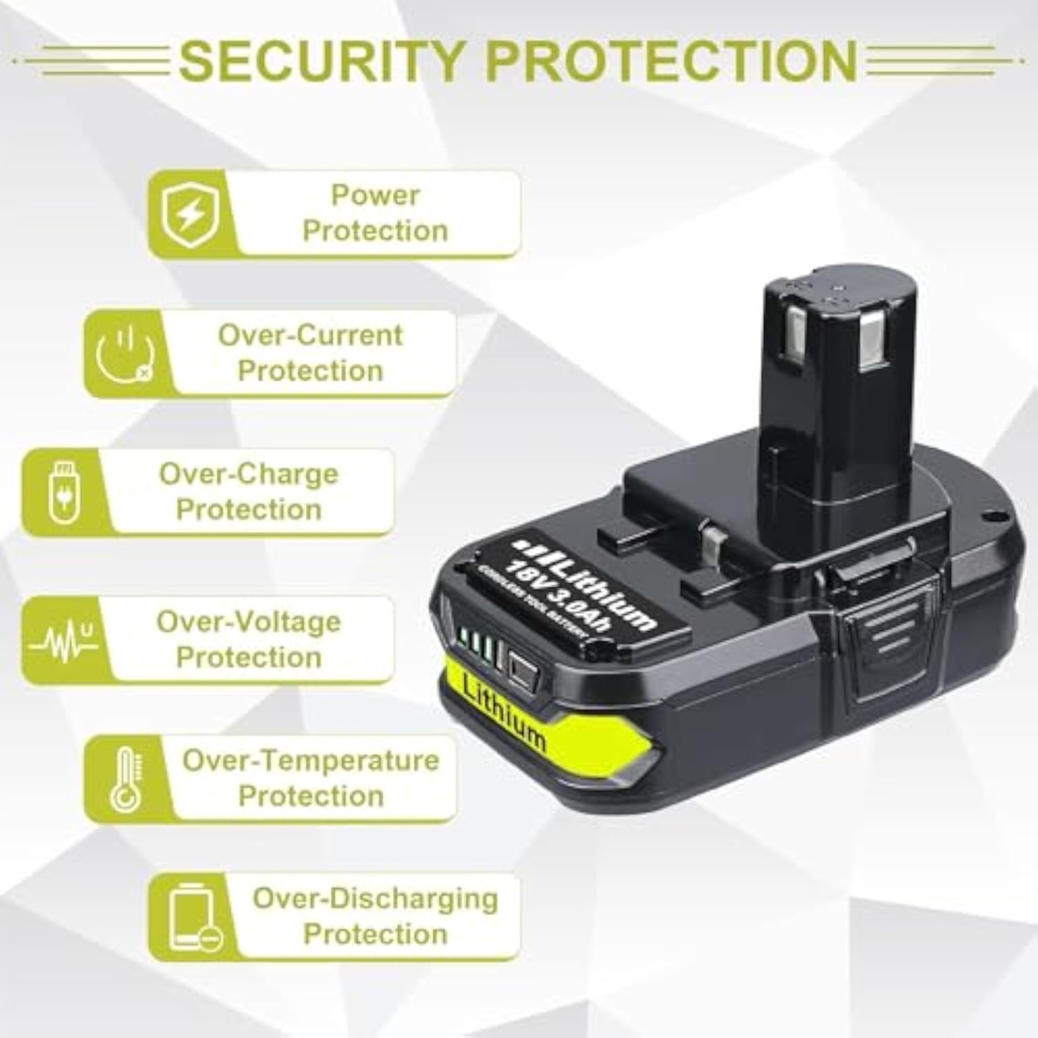 2-Pack P102 3.0Ah 18V Lithium Batteries with P117 Fast Charger for Ryobi Tools