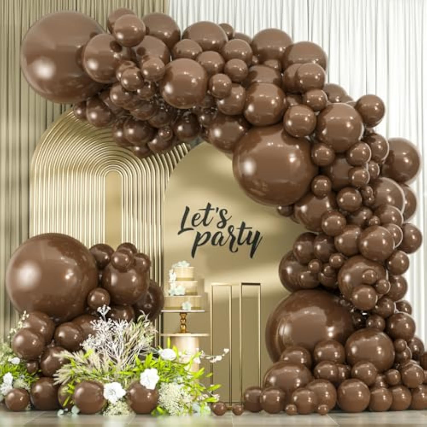 114-Pc Dark Brown Balloon Garland Kit Assorted Sizes for Party Decorations