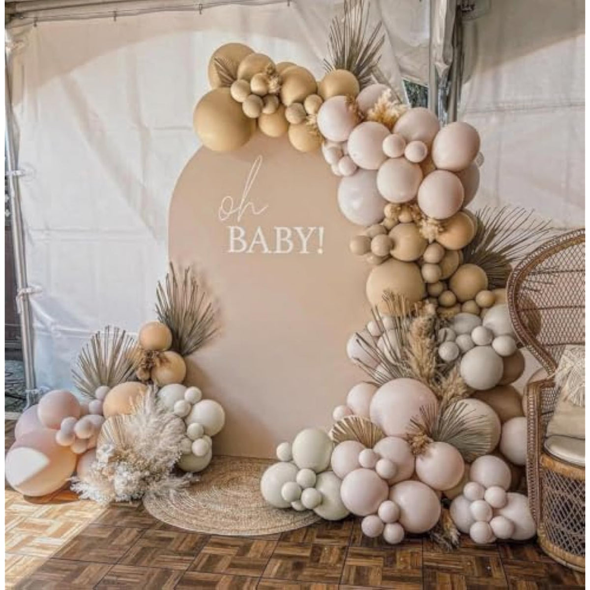 Double Stuffed White And Beige Balloons Garland Nude Cream Blush Ivory Balloons Apricot White Sand Balloons Arch Kit For Neutral Baby Shower Boho Gender Reveal Birthday Baptism Party Decorations