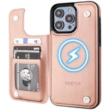Rose Gold Magsafe Compatible Wallet Case for iPhone 14 Pro Max