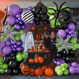 Halloween Balloon Garland Arch Kit Green Purple Black Metallic Star Foil Party Decorations