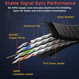 Cat 8 Flat Ethernet Cable 50 Ft, Nylon Braided High Speed Network Cable Lan Ca