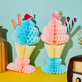 4 Pcs Tissue Ice Cream Honeycomb Sundae Centerpieces for Ice Cream Theme Party