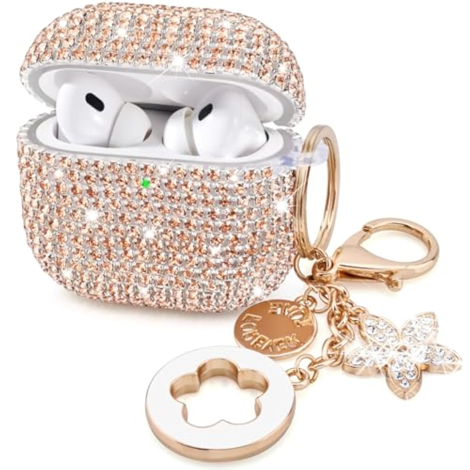 Bling Case For Airpods Pro 2Nd 1St Generation Case - Jewelry Cute Airpods Pro 1 2 Case Cover With Glitter Keychain Women 2025 Crystal Fancy Case For Ipods Pro2 1 Wireless Charging Cases-Gold