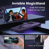 Designed Case For Iphone 14 Pro Max With Magnetic Invisible Stand [Military Drop Protection] [Compatible With Magsafe] Shockproof Slim Translucent Matte Promax Case 6.7 Inch, Purple