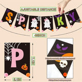 Spooky Halloween Banner with Bats Stickers Pink Purple Black Orange Party Wall Decor