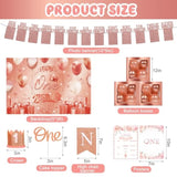 Rose Gold 1St Birthday Decorations Girl First Birthday Party Supplies Include Rose Gold Balloon Arch And Balloons Boxes Photo Banner Backdrop For Baby Girl Party Supplies