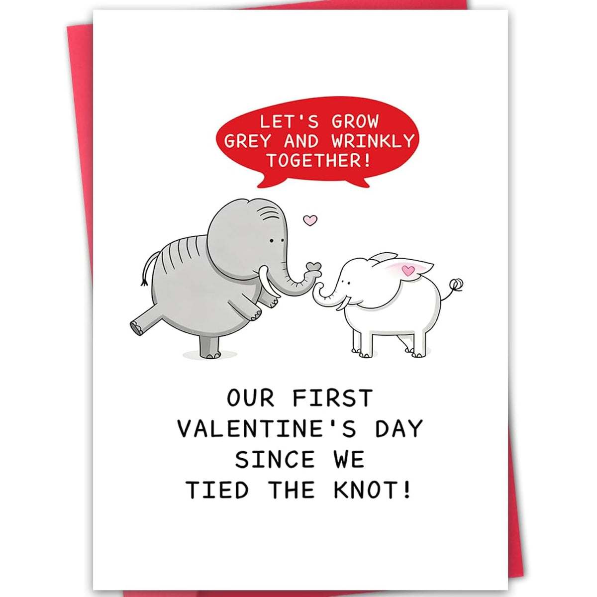 Funny First Valentine Card For Him Her, First Valentines Day Gifts For Husband Wife, “Let‘S Grow Grey & Wrinkly” Card For Newlyweds