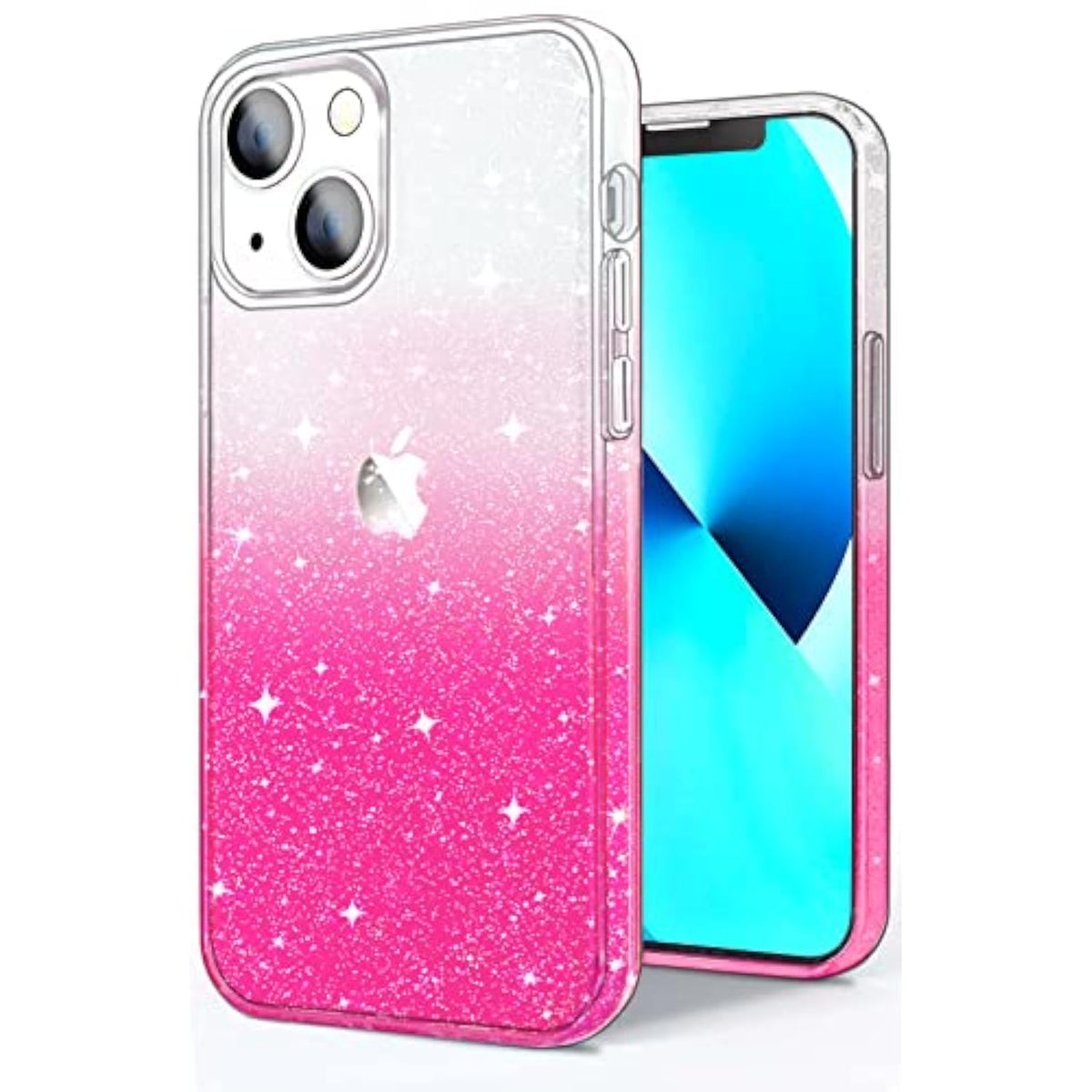 Glitter Soft TPU Shockproof Protective Bumper Cover for iPhone 13, 6.1inch, Gradient Glitter Pink