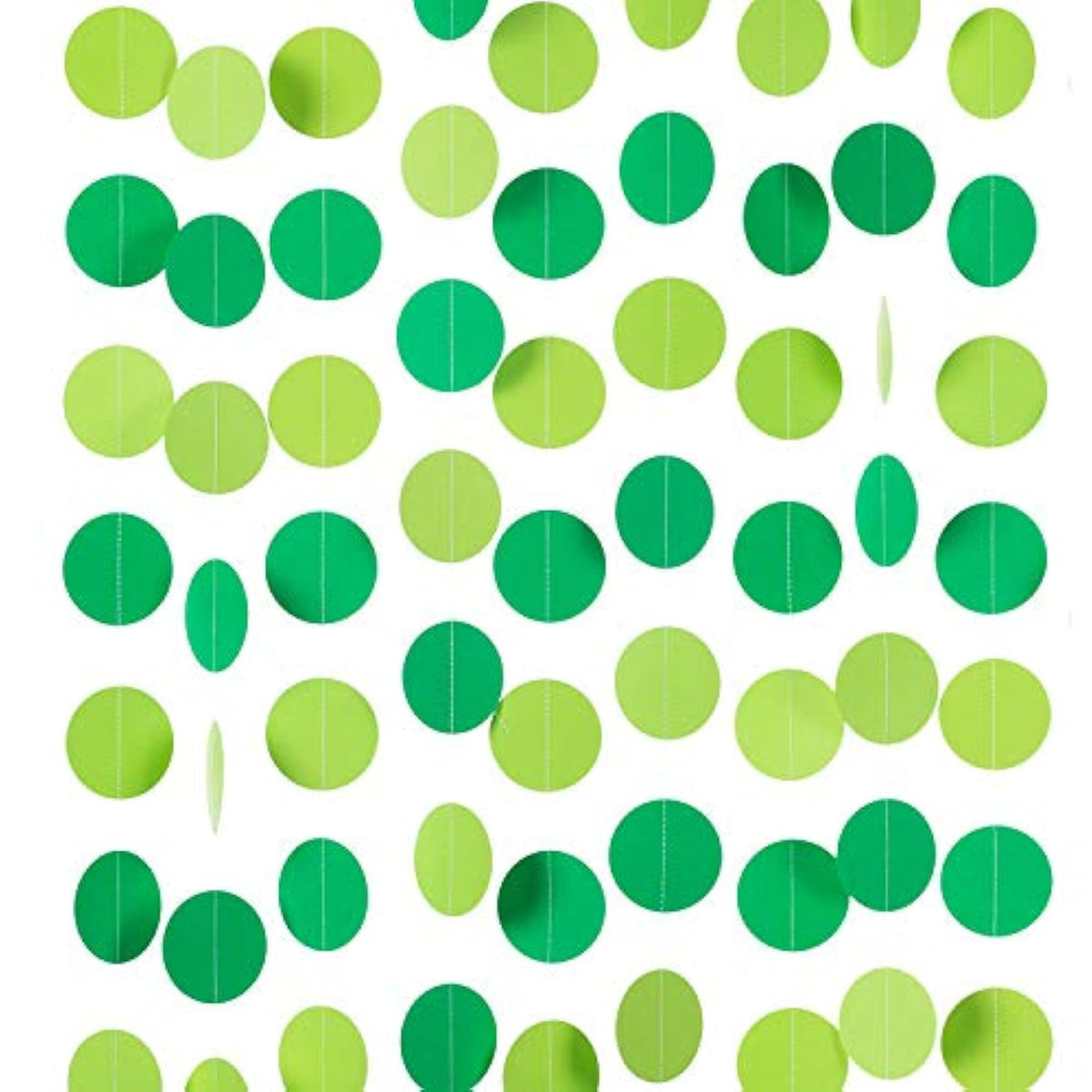 Green Paper Garland Circle Dot Party Banner Streamer Backdrop Hanging Decorations, 2.5" In Diameter, 20 Feet In Total