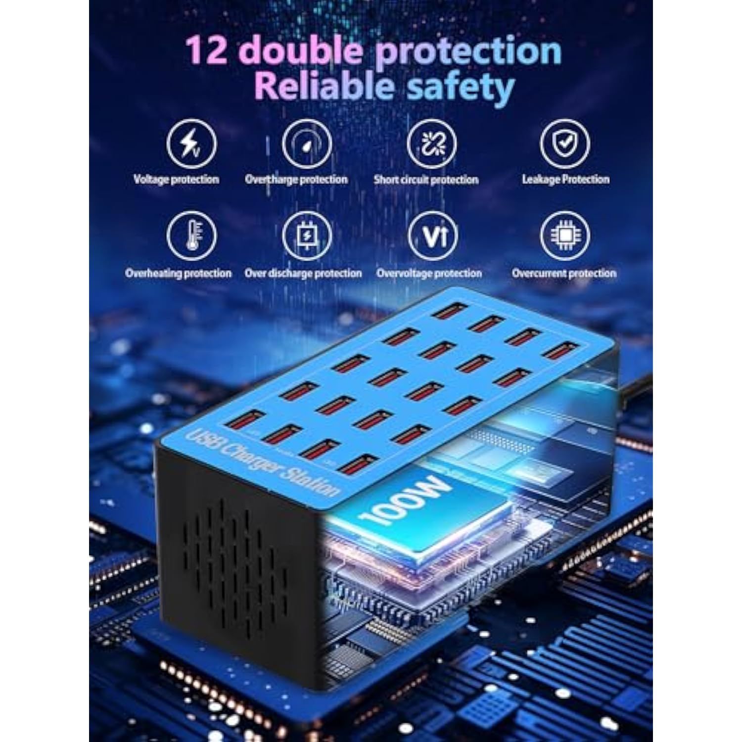 Charging Station, 100W20Port Usb Charging Station, Multiple Usb Charger Station, Charging Station For Multiple Devices, Multi Usb Charging Station, Chargers For Multiple Devices