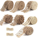 7 Pack Jute Ribbons, Rustic Ribbons Lace Craft Ribbon Net Burlap Fabri