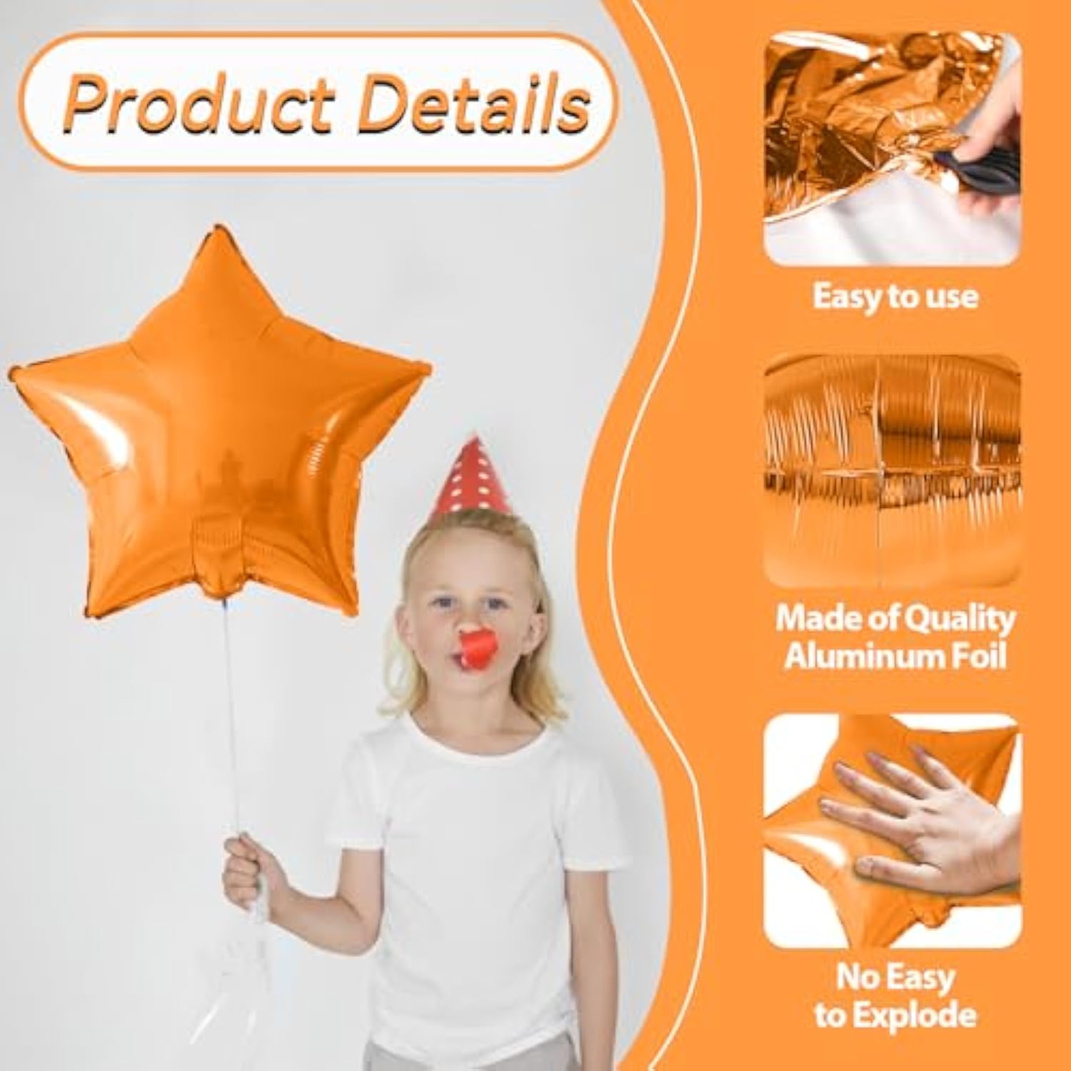 10Pc Halloween Foil Star Balloons – Purple Black Orange 18" Metallic Balloons