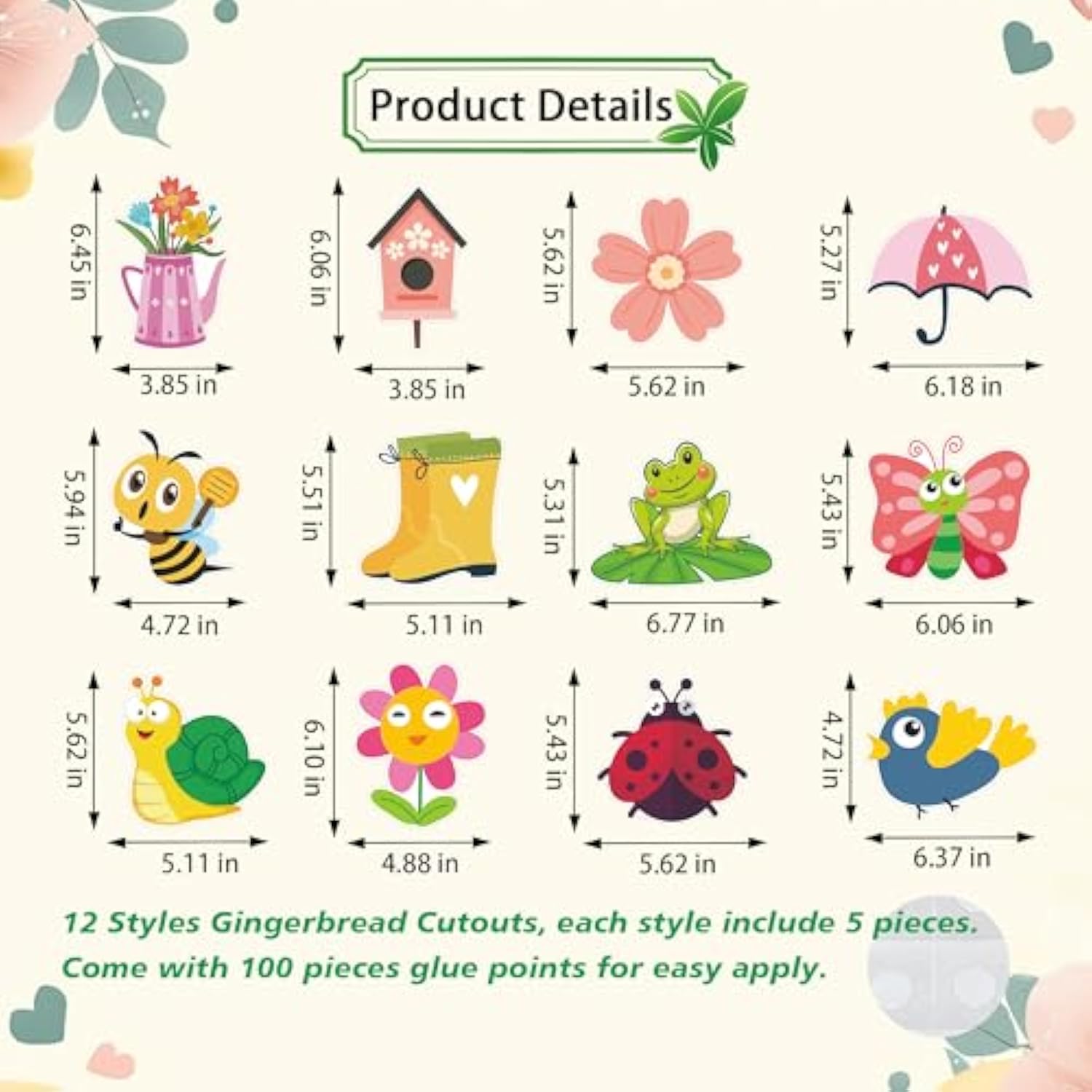 60Pcs Spring Cutouts For Bulletin Board Decoration, Spring Flower Butterfly Animal Paper Cut-Outs For Spring Easter Home School Classroom Bulletin Board Decorations