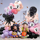 121Pc Halloween Balloon Arch Kit – Black Orange Pink Purple with Bat & Spider