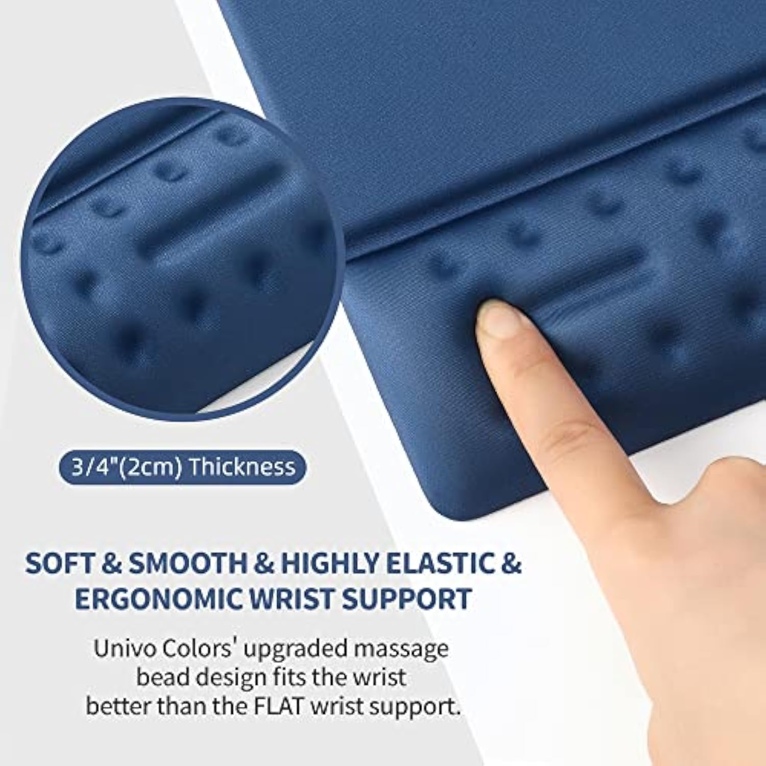 Univocolors Navy Blue Mouse Pad With Wrist Support Ergonimic Wrist Rest Gel Wrist Pad For Mouse Computer Laptop Desk Office Gaming Desktop Soft Memory Foam Fiber Small Mousepad Gel Rest