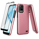 For Blu View 5 Pro B170D Phone Case, With Screen Protector, Dual Layer Shockproof Protective, Silicone Bumper Non Slip Back, Heavy Duty Rugged Cell Phone Cover For Blu View 5 Pro-Rose Gold