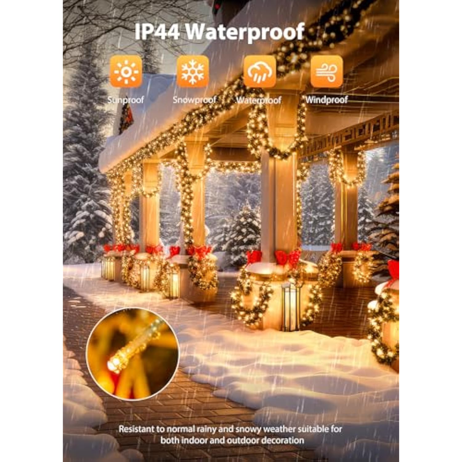 Christmas Tree Lights Outdoor - 200 Led 10 Ft Firecrackers String, 12 Modes Timer Waterproof Connectable Plug-In Twinkle Fairy Lights For Xmas Tree Garland Party