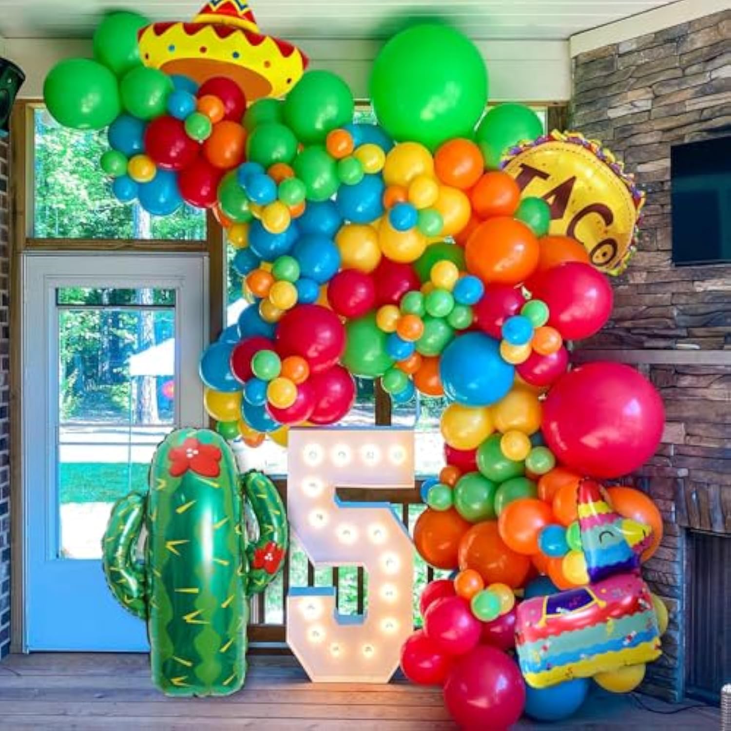 Mexican Fiesta Party Decorations 159Pcs Fiesta Balloon Garland Arch Kit-Cactus Llama Sombrero Taco Foil Balloons For Taco Twosday Birthday Decorations Baby Shower Carnival Cinco De Mayo Party Supplies