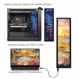 8.8 Inch 1920X480 Ips Lcd Monitor As Secondary Display/Diy Computer Pc Case Gpu Cpu Ram Temperature Data Monitoring Sensor Panel,Black