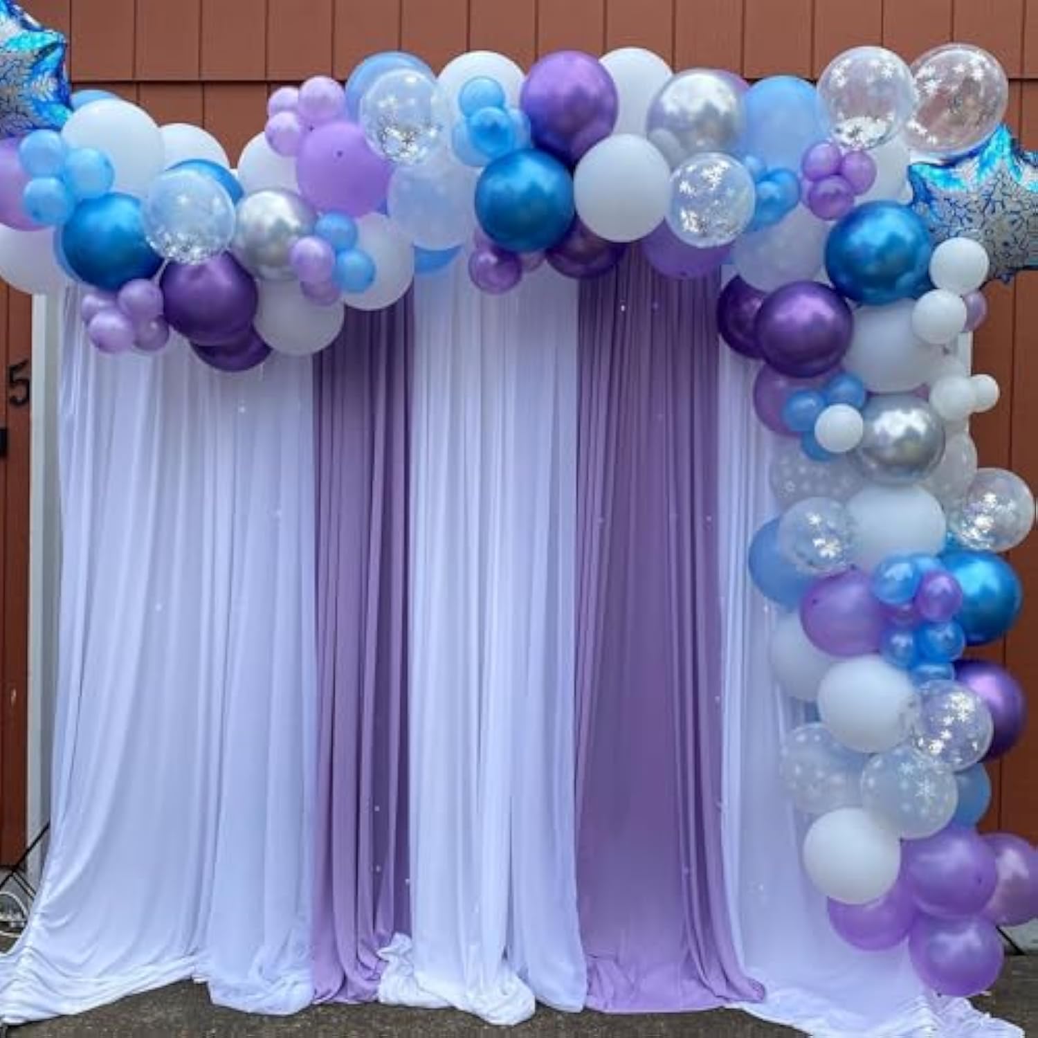 60Pcs Frozen Theme Balloons – 12" Purple, Blue, White & Snow Confetti for Winter Parties