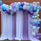 60Pcs Frozen Theme Balloons – 12" Purple, Blue, White & Snow Confetti for Winter Parties