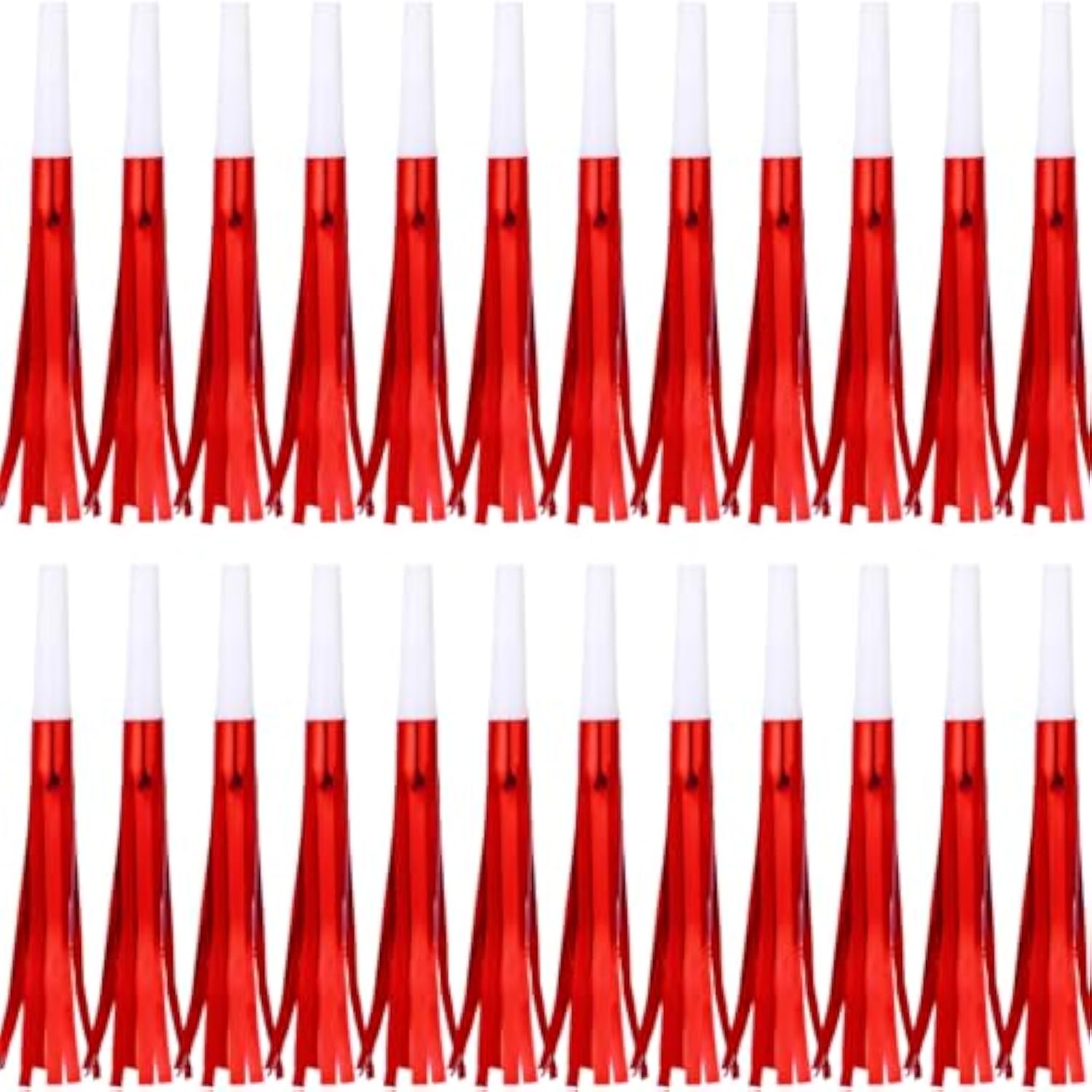 24 Pcs Red Metallic Fringed Noise Makers Party Favors