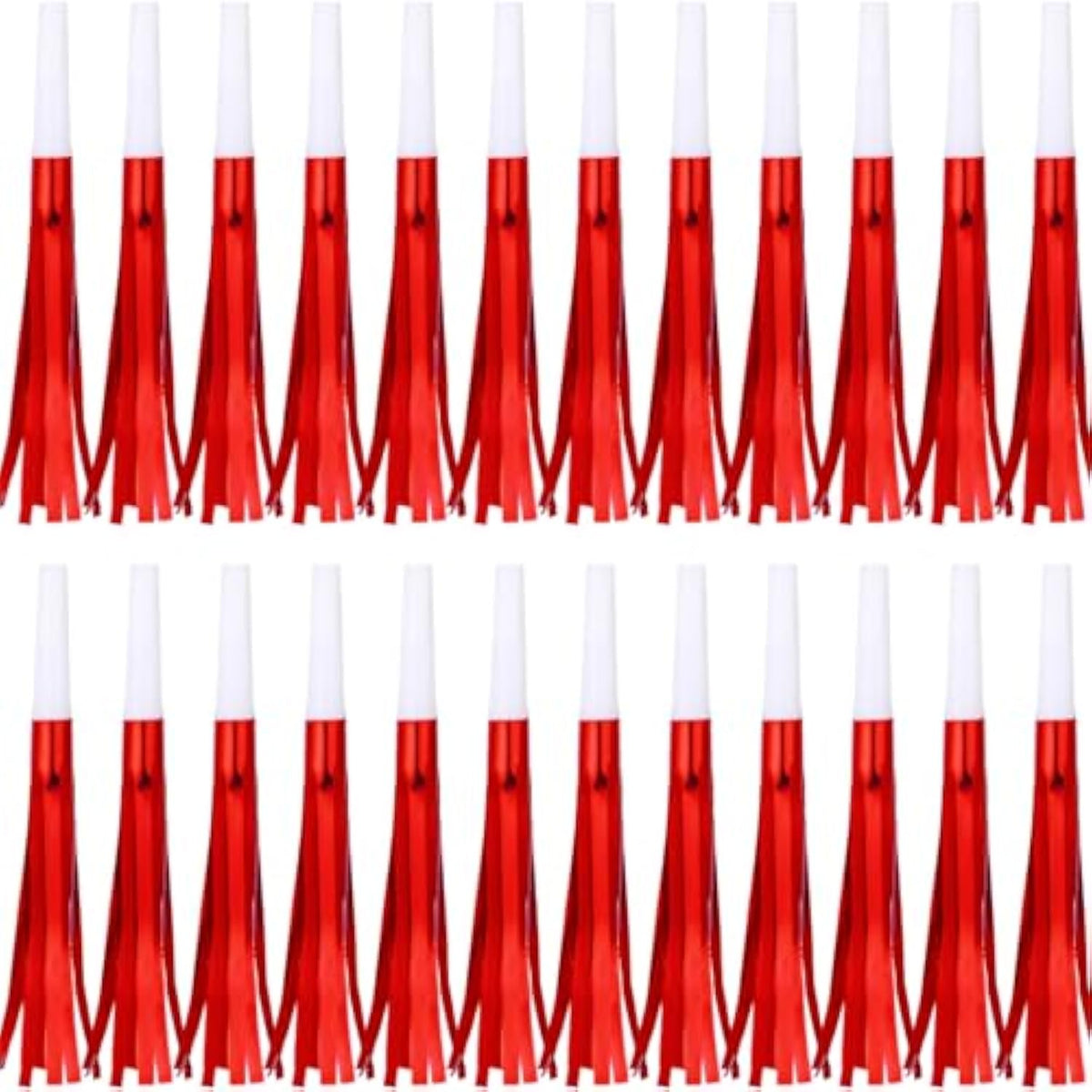 24 Pcs Red Metallic Fringed Noise Makers Party Favors
