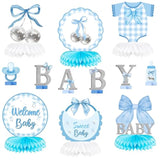 Blue Bow Baby Party Honeycomb Centerpieces, Bow Coquette Baby Shower Table Decoration, Gender Reveal Party Supplies For Boys Girls Pregnancy Announcement Table Topper Birthday Display