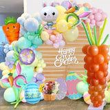 171Pcs Happy Easter Balloon Garland Arch Kit Easter Party Decorations Include Pink Green Balloons,Bunny Carrot Egg Foil Mylar Balloons, Spring Themed Party Supplies