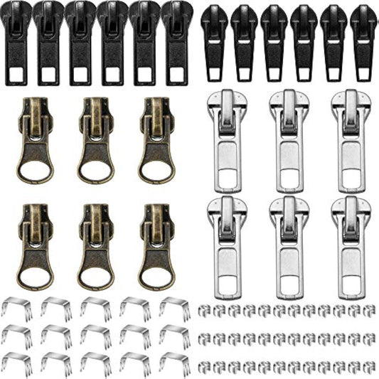 24 Pieces Black Bronze And Silver Zipper Sliders Zipper Pull Replaceme