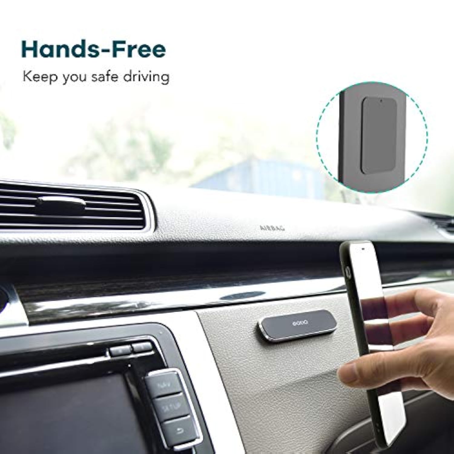 [2 Pack] Magnetic Phone Car Mount, Stick On Rectangle Flat Dashboard Magnet, Universal For Cell Phones And Mini Tablets (Rectangle Flat)