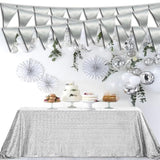 20M/65Ft Silver Triangle Pennant Banner Flag Metallic Fabric Bunting Garland For Christmas Graduation Wedding Engagement Anniversary Bachelorette Birthday Bridal Shower Valentines Hen Party Supplies