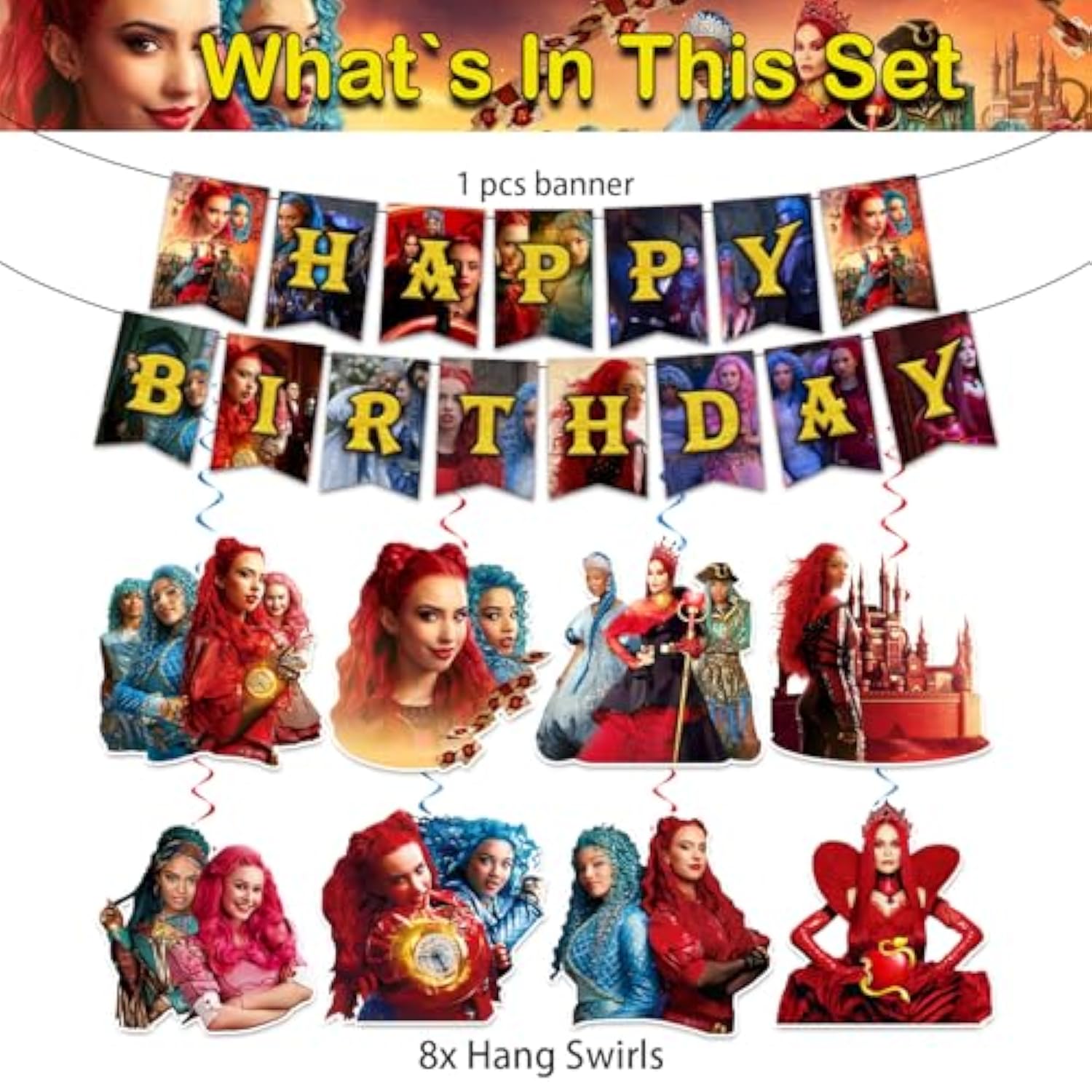 Movie Birthday Decorations, Movie Theme Happy Birthday Banner Hanging Swirls, Party Supplies For Girl Boys Birthday Party, Popular Happy Birthday Decorations