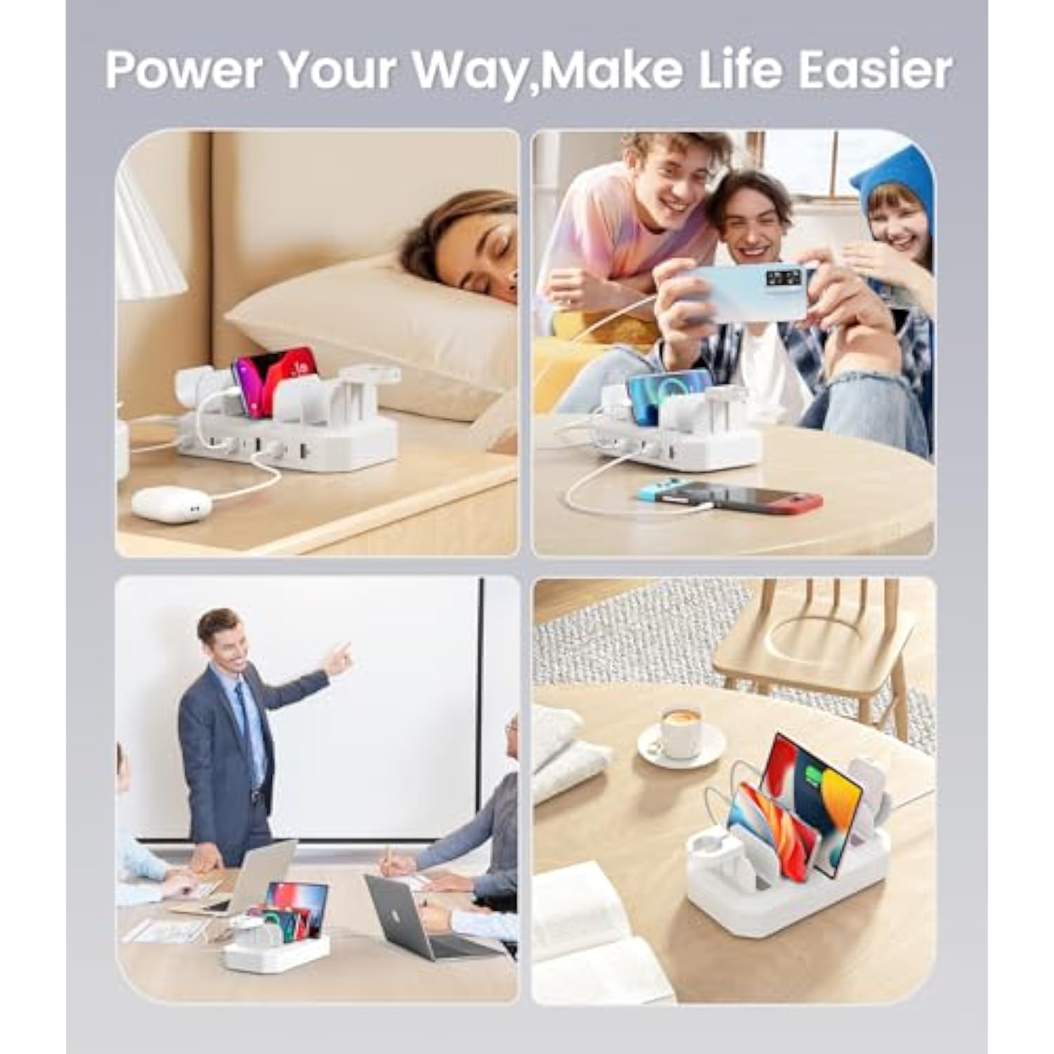 95W Fast Charging Station For Multiple Devices?Ul & Fcc Certified Safer Charging? 6-Port Usb Charging Dock With 2 Pd-Port, Compatible With Iphone/Android/Macbook/Ipad/Tablet/Kindle/Apple Watch & More