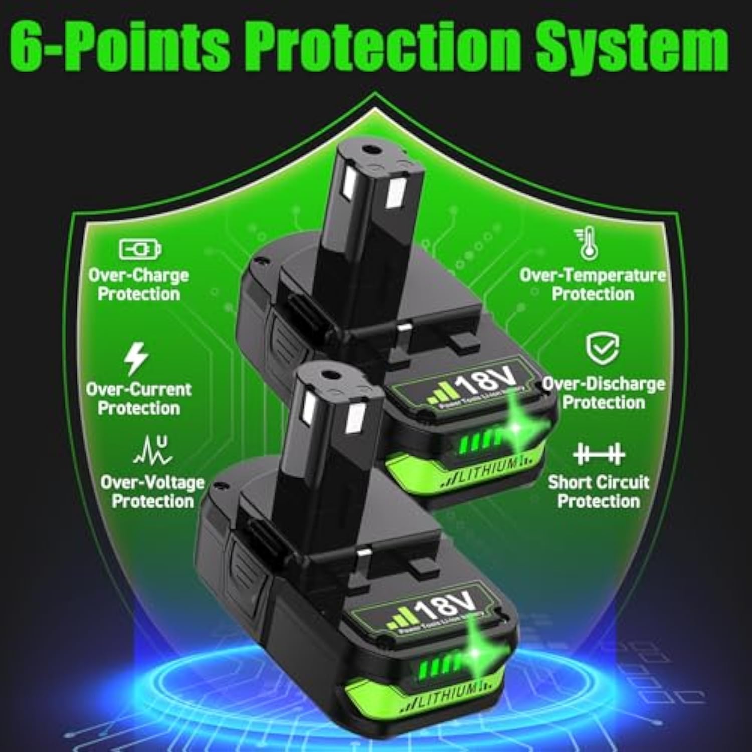 New Upgraded 3.5Ah 18V Battery For Ryobi 18V Battery Lithium-Ion Battery For Ryobi 18V Oneplus Battery P102 P108 P189 P190 P197 P100 P107 For 18V Ryobi Battery Replacement Cordless Tool Battery 2Pack