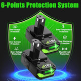 New Upgraded 3.5Ah 18V Battery For Ryobi 18V Battery Lithium-Ion Battery For Ryobi 18V Oneplus Battery P102 P108 P189 P190 P197 P100 P107 For 18V Ryobi Battery Replacement Cordless Tool Battery 2Pack