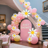 10 Pcs Mylar Daisy Balloons White Flower Foil Balloons For Baby Shower Spring Party Decorations Groovy Boho Birthday Supplies (Medium X 2, Small X 8)