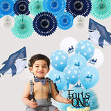 Blue White Hanging Honeycomb Round Paper Fans Decoration Kit For Baby Boy Shower 1St Birthday Navy Ocean Wedding Under The Sea Theme Photo Booth Backdrops Paper Party Supplies?11Packs?