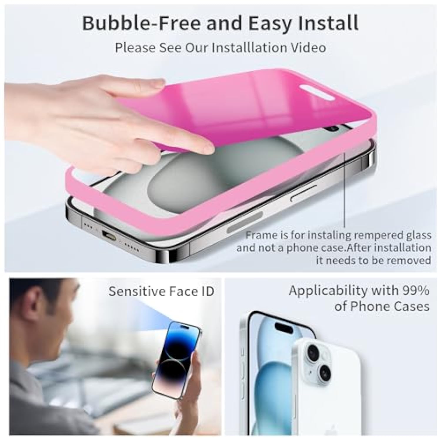 For Iphone 15 Pro Max Privacy Screen Protector 6.7 Inch Gradient Colorful 15 Promax Tempered Glass 28° Anti-Spy Private Anti Blue Light Full Coverage Anti-Scratch Hd Easy Installation Frame 2