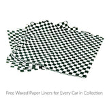 12 Classic Car Party Food Boxes With Wax Paper - 50'S Pink Birthday Set