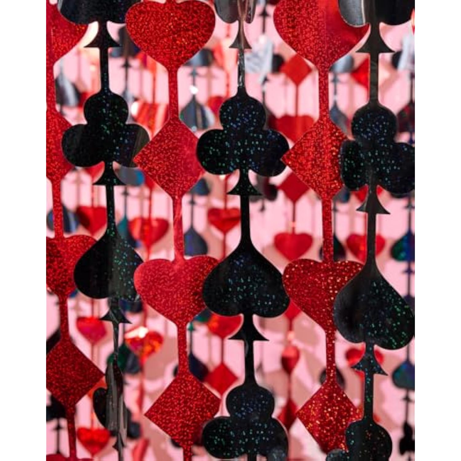 Red Black Casino Curtain Set of 2 Card Game Vegas Poker Party Backdrop Decor